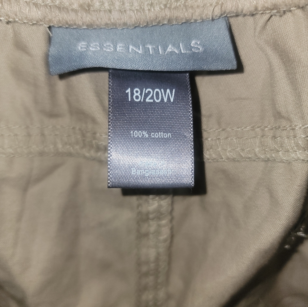 Womens Plus Sz 18/20 Essentials Multi Pocket Capri Cropped Pants Ties At Bottom - Picture 3 of 7